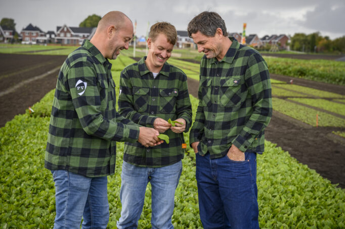 Mark William and Pine in chard field